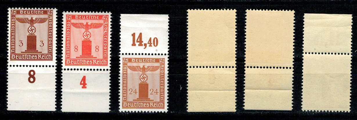 Deutsches Reich 1942/44 - Partei Dienstmarken, Mi156y,160y,163y