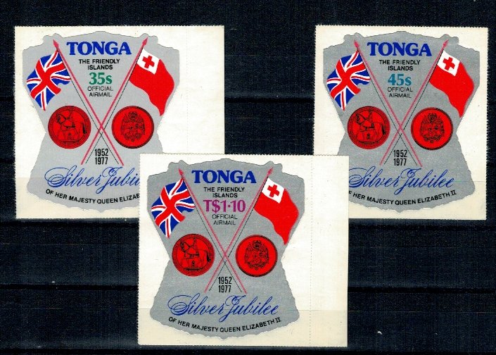 Tonga 1977 - Silver Jubilee, steaguri, serie timbre autocolant