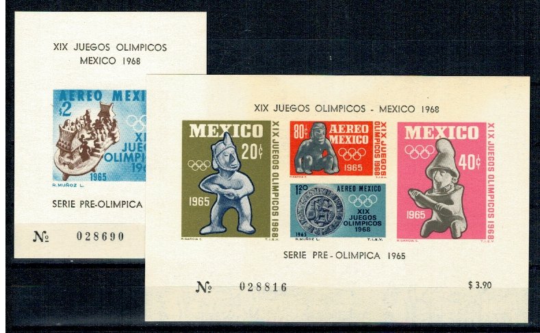 Mexic 1965 - Jocurile Olimpice, colita+bloc neuzat