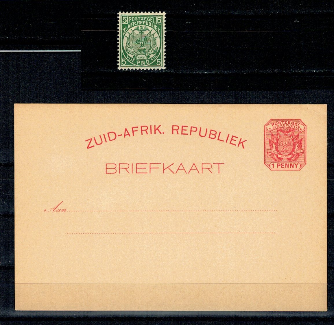 Transvaal 1892 - Mi 24 neuzat, reprint + carte postala