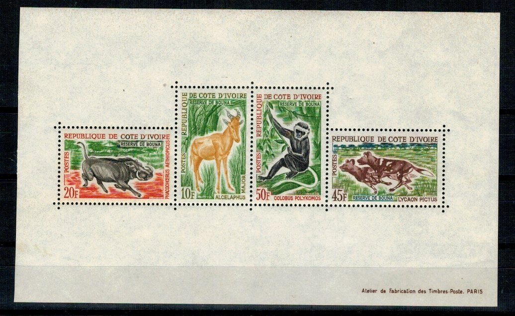 Cote Divoire 1963 - Fauna, animale, bloc nestampilat