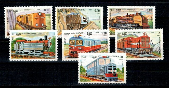 Cambodge 1984 - Locomotive, trenuri, serie neuzata