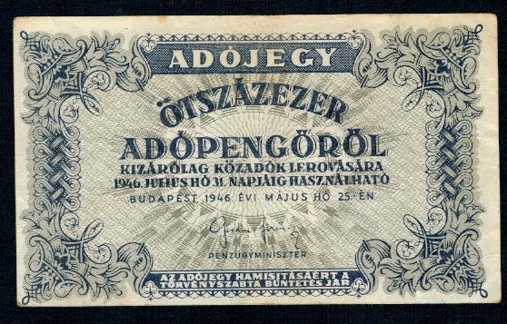 Ungaria 1946 - 500.000 adopengo, circulata
