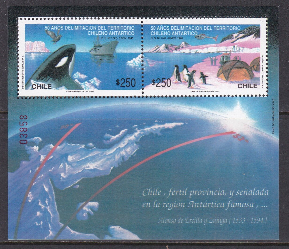 Chile 1990 - Fauna, antarctica, bloc neuzat