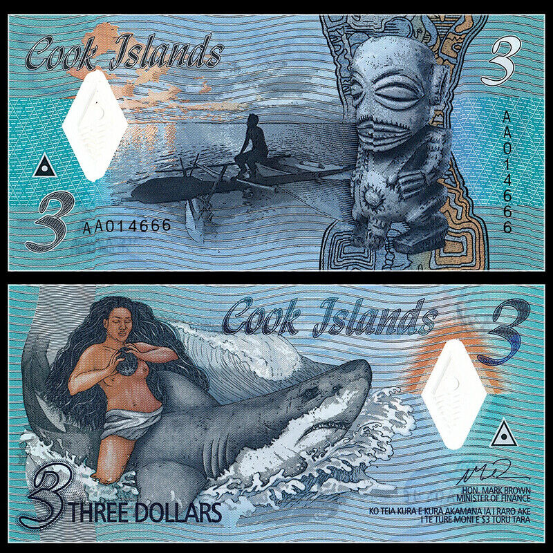 Cook Islands 2021 - 3 dollars, polimer, UNC