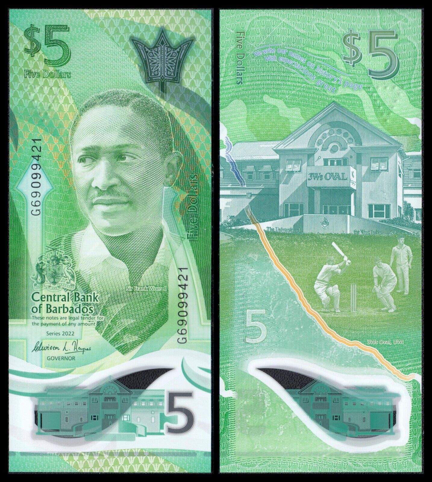 Barbados 2022 - 5 dollars, UNC