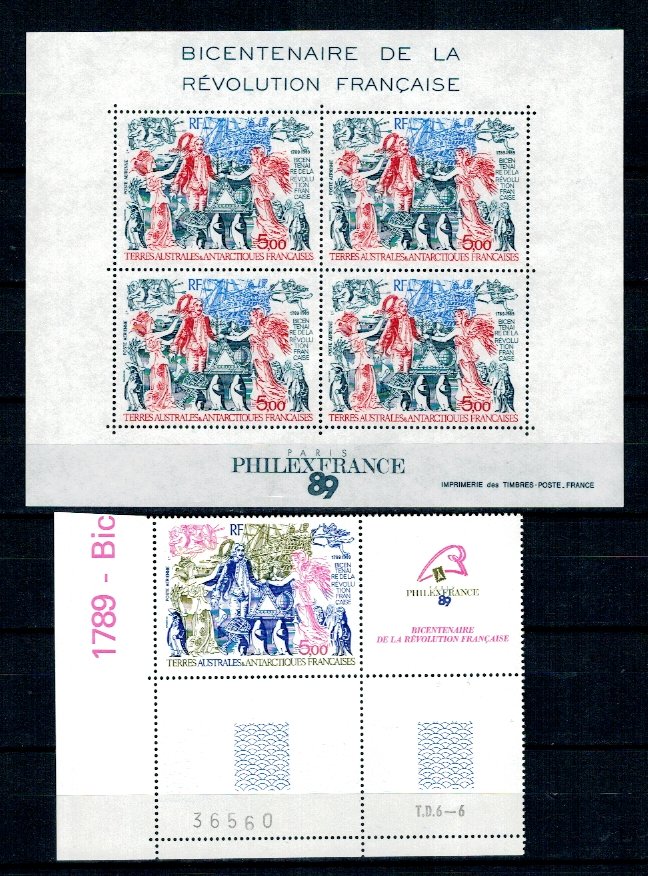 French South and Antarctic Terr. 1989 - Philexfrance, serie+bloc