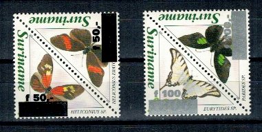 Suriname 1996/1997 - Fluturi, supratipar, neuzate