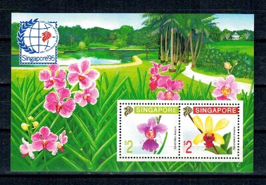 Singapore 1995 - Flora si fauna, orhidee, colita neuzata