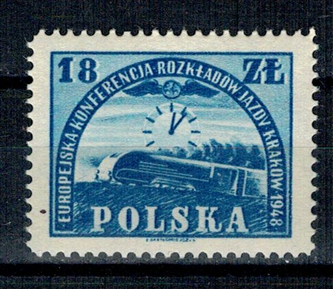 Polonia 1948 - Conferinta cai ferate, tren, neuzat