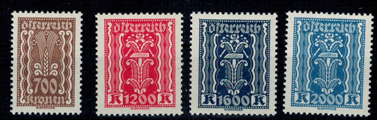 Austria 1922 - Uzuale, Mi389,392,394.395 neuzate