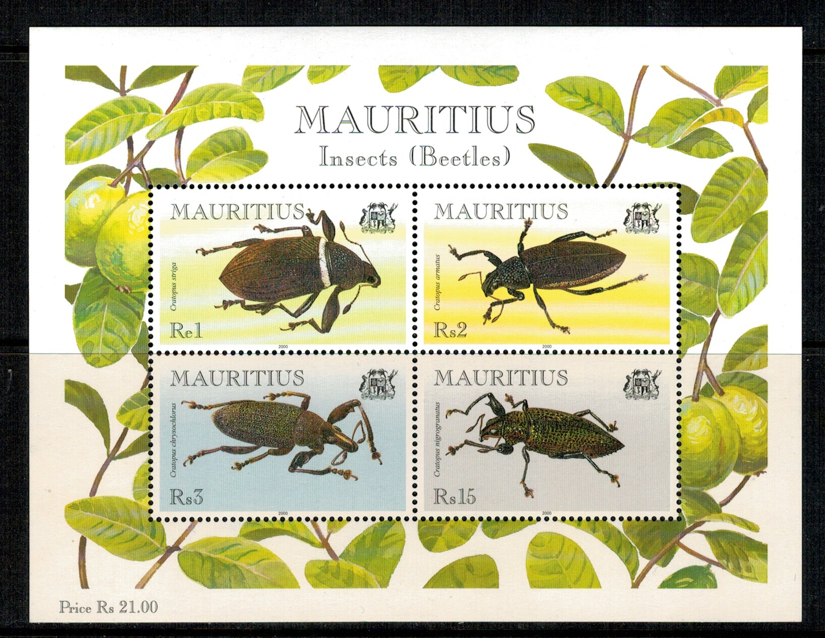 Mauritius 2000 - Insecte, bloc neuzat