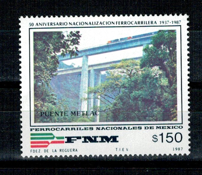 Mexic 1987 - Tren pe pod, cale ferata, neuzat