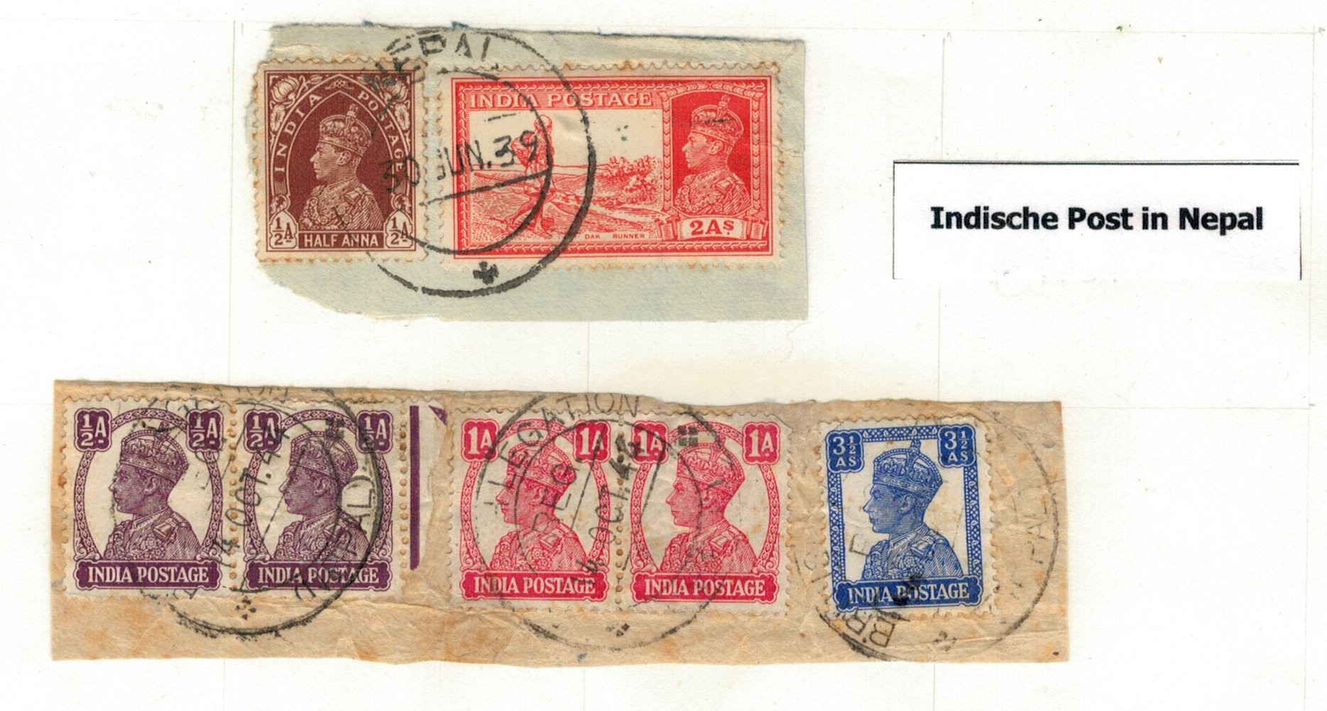 India Britanica - Uzuale George VI circulate in Nepal