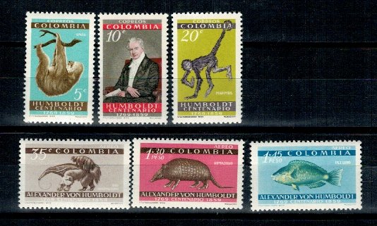 Columbia 1960 - Alexander von Humboldt, fauna, serie neuzata