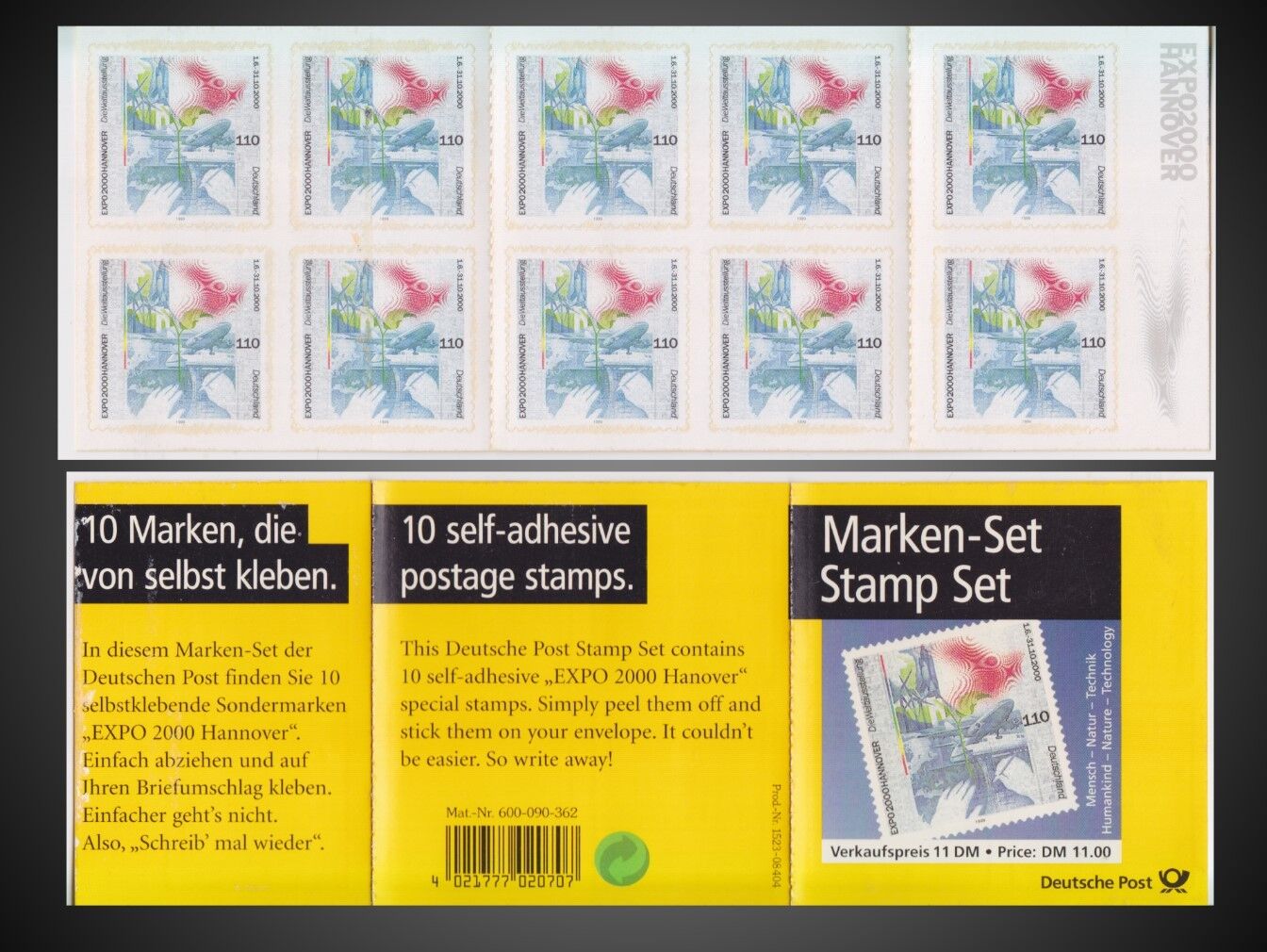 Germania 2000 - EXPO Hannover carnet timbre autocolant neuzate