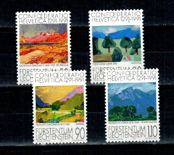 Liechtenstein 1991 - Confederatio Helvetica, picturi, serie neuz