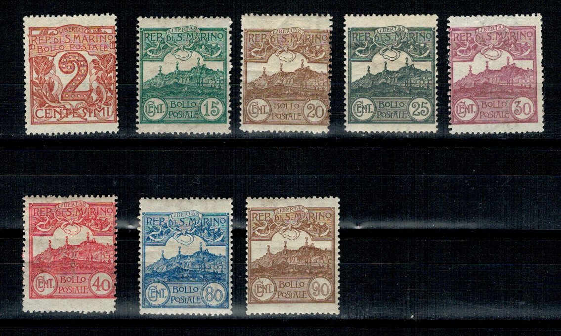 San Marino 1921/1923 - Uzuale, serie nestampilata incompleta