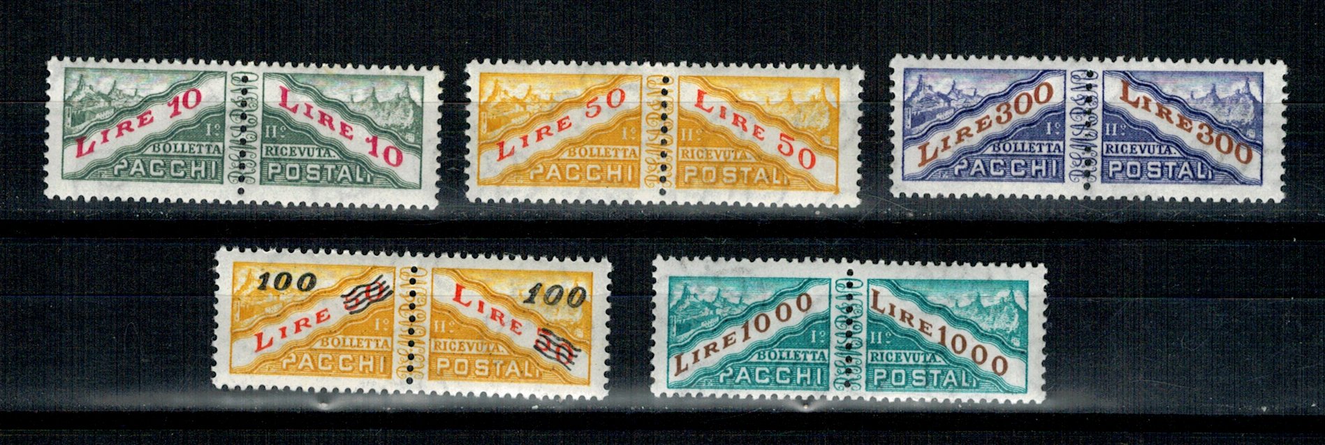 San Marino 1965/67 - Colete postale, Mi42-46 neuzate