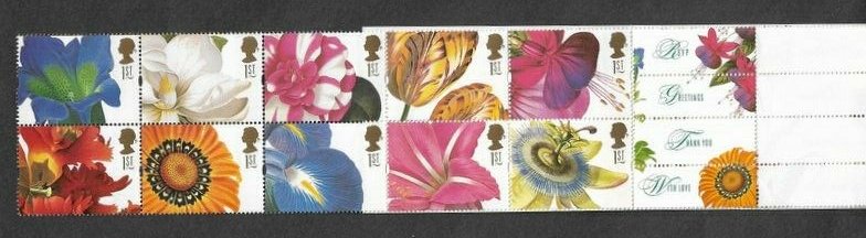 Marea Britanie 1997 - greeting stamps, flori, serie in carnet ne