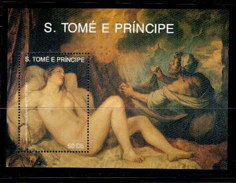 Sao Tome 1990 - pictura Tiziano, Craciun, colita neuzata