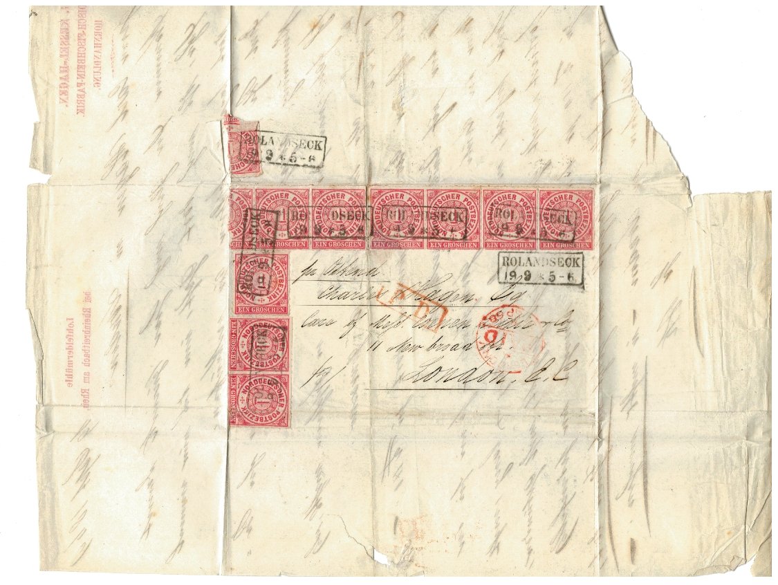 Norddeutscher Postbezirk 1869 - Plic circulat la Londra