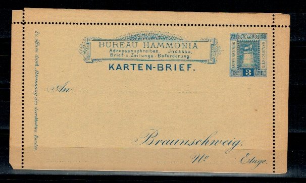 Braunschweig 1889, aprilie - Kartenbrief, necirculat