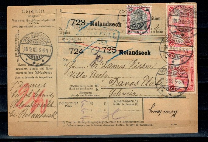 Deutsches Reich 1905 - Paketkarte, catre Elvetia