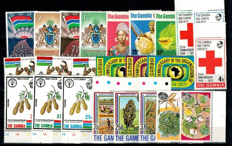Gambia - Lot timbre neuzate, anii 1970