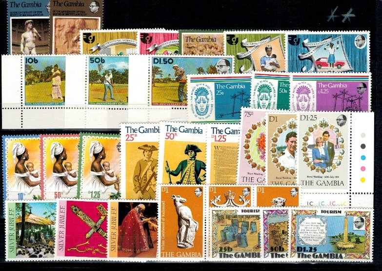 Gambia - Lot timbre neuzate, anii 1970