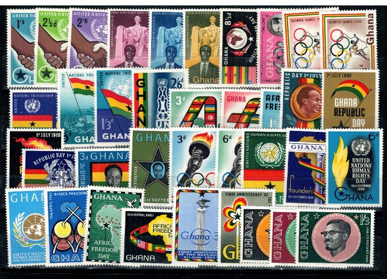 Ghana - Lot timbre vechi, neuzate