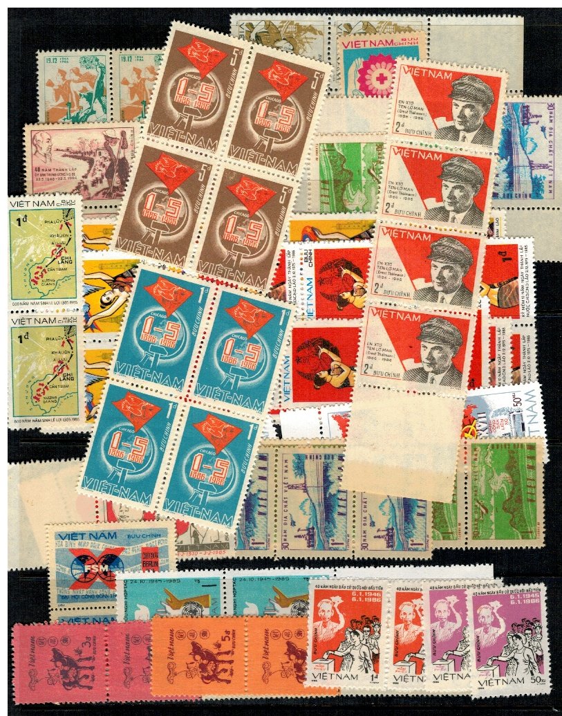Vietnam - Lot timbre nestampilate, cu dubluri