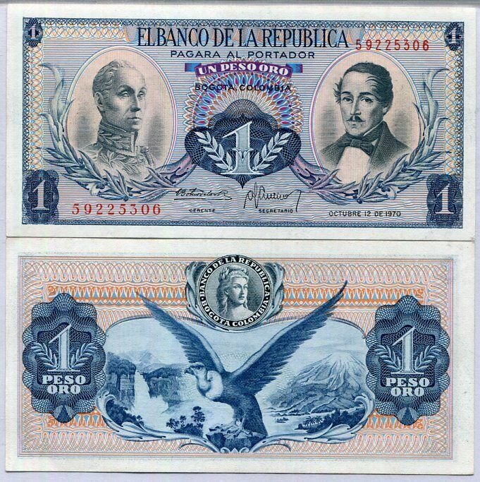 Columbia 1970 - 1 peso oro UNC