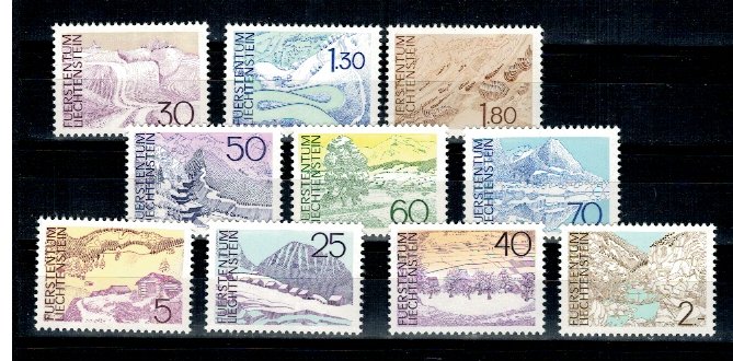 Liechtenstein 1973 - Vederi, uzuale, serii neuzate