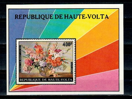 Haute Volta 1974 - Picturi cu flori, colita neuzata