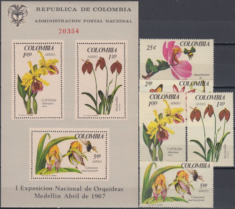 Columbia 1967 - Flori, orhidee, serie+colita neuzata
