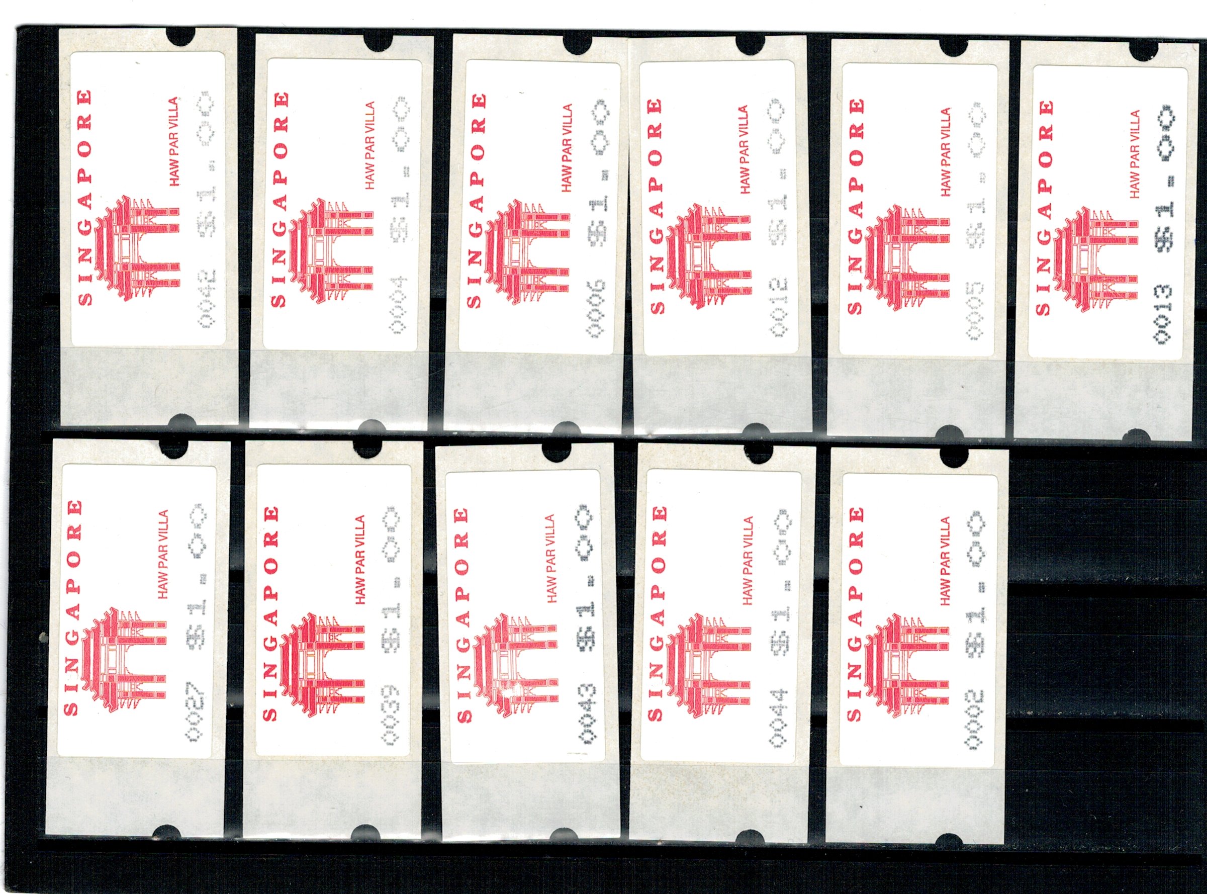 Singapore 1991 - Lot timbre de automat, autocolante