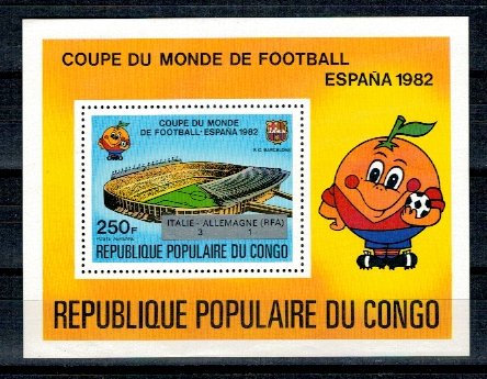 Congo 1982 - CM fotbal, supratipar, colita neuzata
