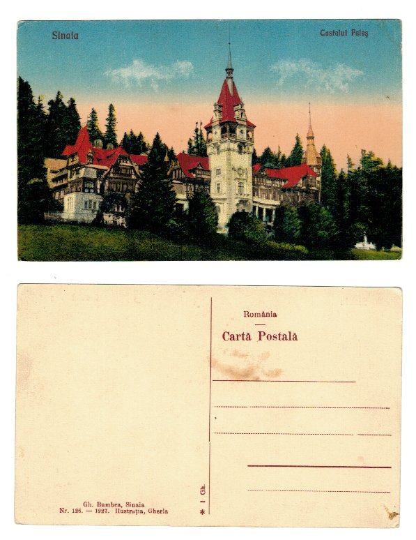 Sinaia 1927 - Castelul Peles, ilustrata necirculata