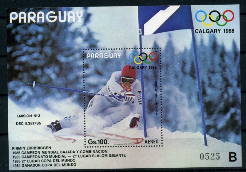 Paraguay 1987 - Jocurile Olimpice, schi, medaliati, colita neuza