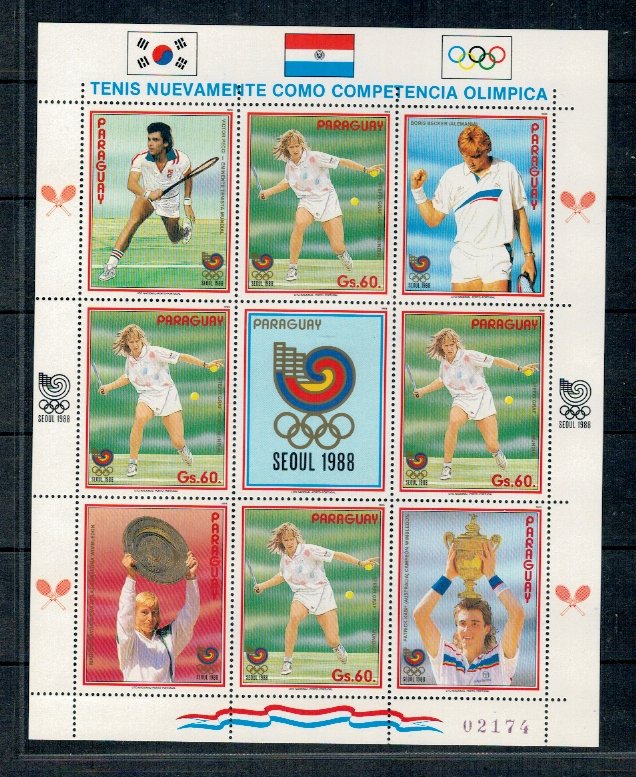 Paraguay 1988 - Tenis, Jocurile Olimpice, KLB neuzat
