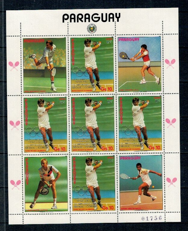 Paraguay 1987 - Tenis, Jocurile Olimpice, supr., KLB neuzat