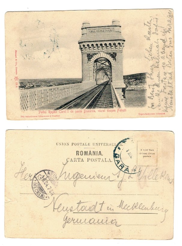 Cernavoda 1904 - Podul Regele Carol I, Fetesti, ilustrata circul