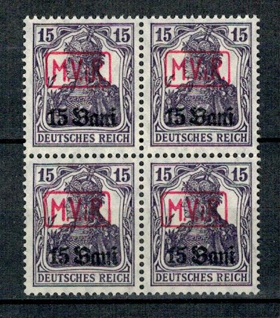 1917 - Ocup. germana, Mi1 bloc de 4 neuzat