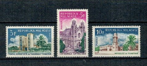 Madagascar 1967 - Lacasuri religioase, arhitectura, serie neuzat