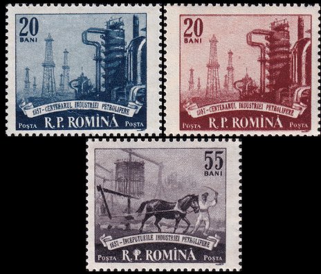 1957 - Centenarul industriei petroliere romane, serie neuzata
