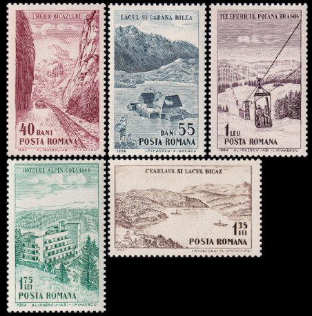 1964 - Puncte turistice la munte, serie neuzata