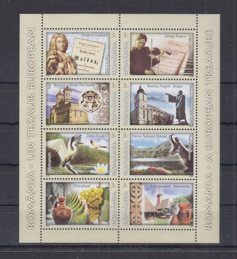 2009 - Romania - un tezaur European, minicoala 8 timbre neuzat