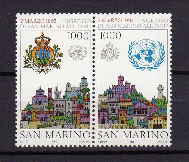 San Marino 1992 - ONU, cladiri, serie neuzata