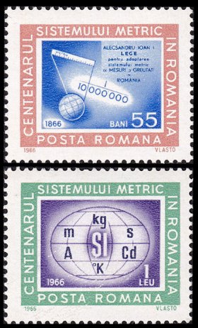 1966 - Centenarul sistemului metric, serie neuzata